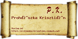 Prohászka Krisztián névjegykártya