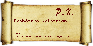 Prohászka Krisztián névjegykártya